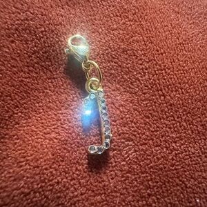 Swarovski Crystal and Gold Plated letter “J” charm with gold plated clasp